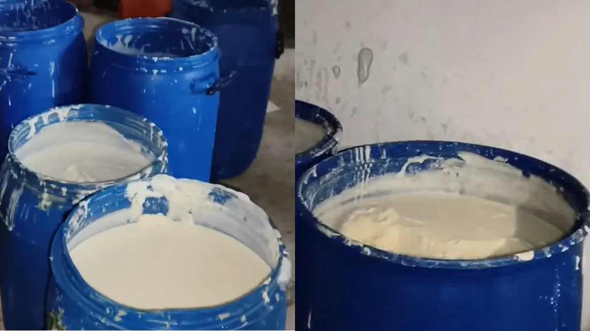 हापुड़ में मिलावटी क्रीम फैक्ट्री का भंडाफोड़: रिहायशी मकान में चल रहा था खेल, 955 किलो माल नष्ट