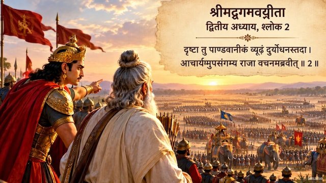 पांडवों की सेना देखकर दुर्योधन का पहला कदम, श्रीमद्भागवत गीता में छिपा है रहस्य